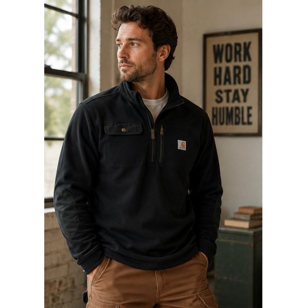 Carhartt Quarter Zip Fleece Pullover Gorpcore Minimalist Rugged Streetwear Sz M